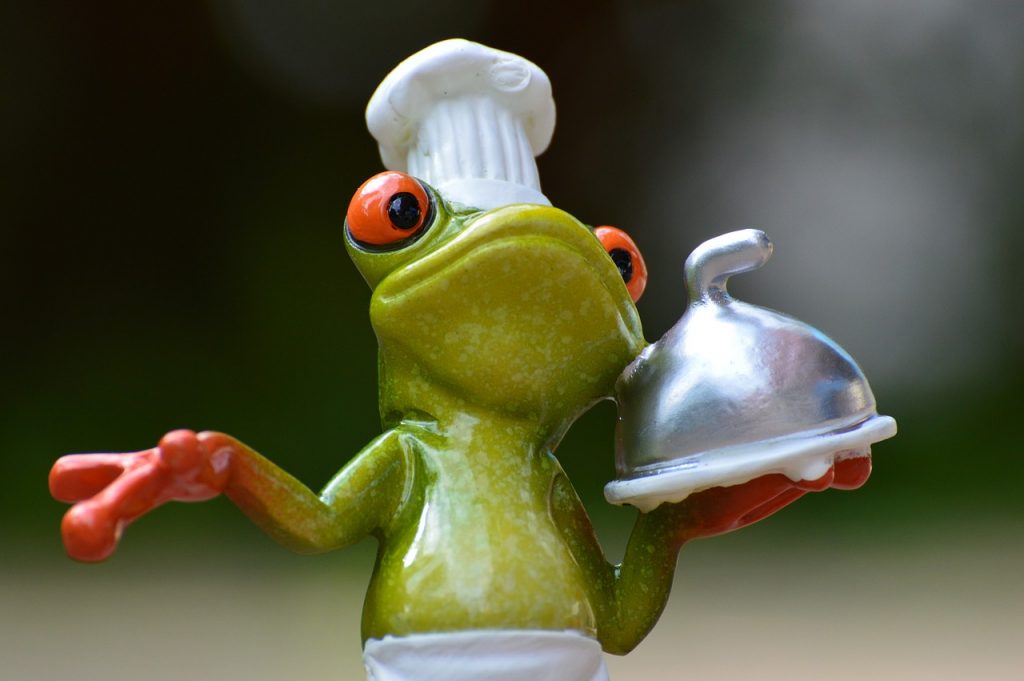 żaba w czapce kucharskiej